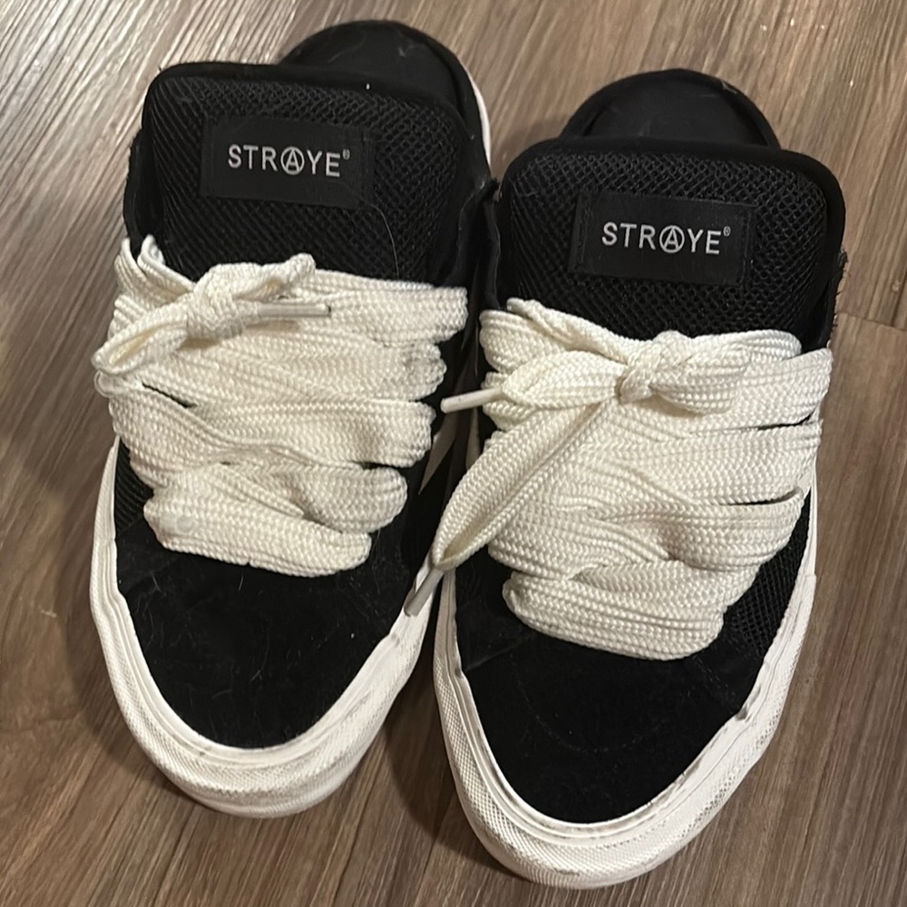 STRAYE  Black and White Slip-On Shoes